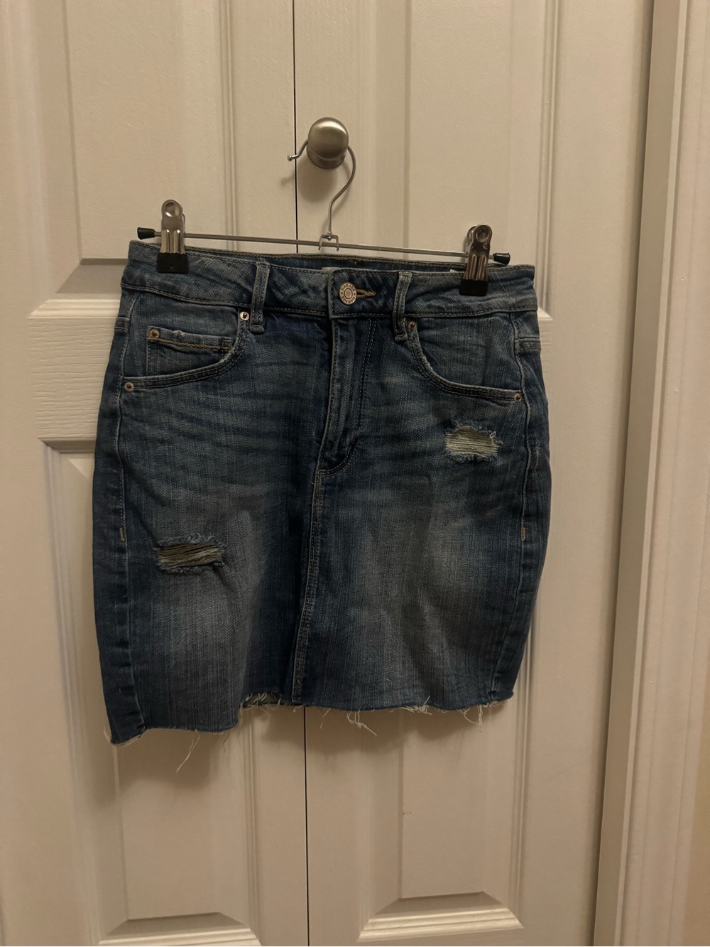 Garage Distressed Denim Mini Skirt - Blue